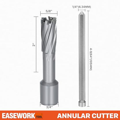 EASEWORK TOOL Carbide-Tipped Annular Cutter, 5/8" Diameter x 2" Depth - size: 5/8"x2"