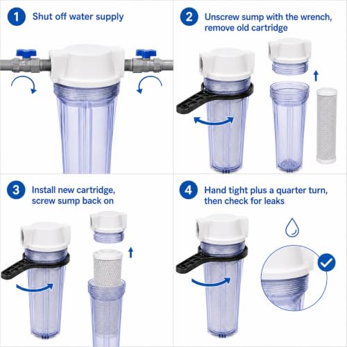 CFS Water Filter Housing Kit, 10 x 2.5 in, 1/4 in NPT, Carbon Block - size: 10 x 2.5 in, 1/4 in NPT