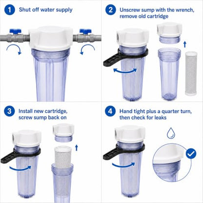 CFS Water Filter Housing Kit, 10 x 2.5 in, 1/4 in NPT, Carbon Block - size: 10 x 2.5 in, 1/4 in NPT