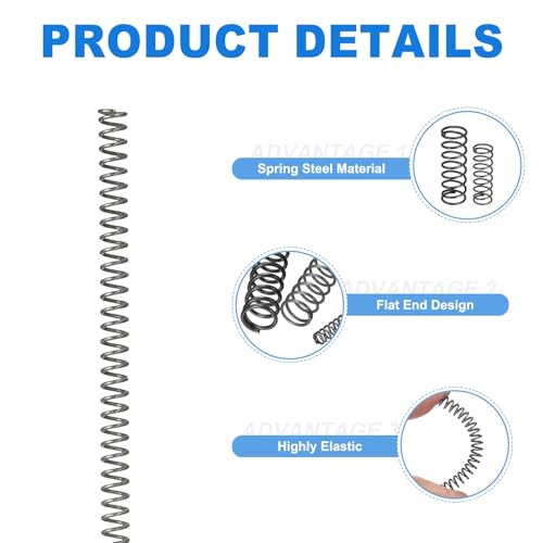 uxcell 2Pcs Compression Spring, 2mm OD, 0.3mm Wire Size, 300mm Free Length, Spring Steel Construction Extended Mechanical Compression Springs for Shop and Home Repairs, Silver Tone - size: 2mm x 0.3mm x 300mm
