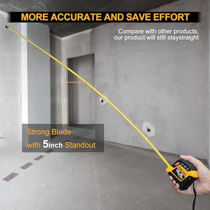 PREXISO 2-in-1 Digital Tape Measure, 16Ft Rechargeable Measuring Tape - color: Yellow