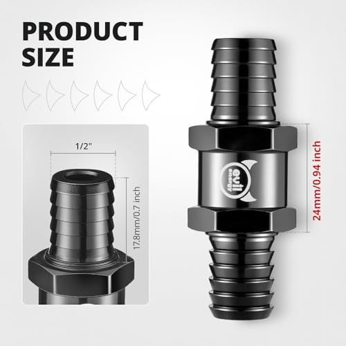 EVIL ENERGY 1/2" Fuel Check Valve One Way Inline Non Return, Black 12mm OD - color: Black, size: 1/2