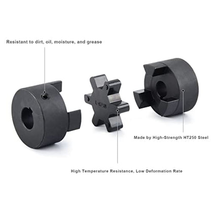 1/2" to 5/8" L075 Flexible 3-Piece L-Jaw Coupling Set & Buna-N NBR Rubber Spider for Log Wood Splitter - size: 1/2" and 5/8"