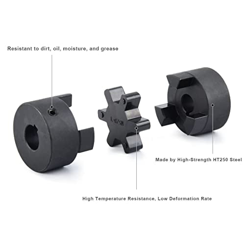 1/2" to 5/8" L075 Flexible 3-Piece L-Jaw Coupling Set & Buna-N NBR Rubber Spider for Log Wood Splitter - size: 1/2" and 5/8"