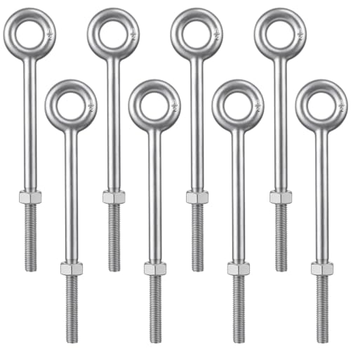 LEIFIDE 8 Pack 1/2" x 8" Eye Bolt with Nut, Hot Dipped Galvanized Heavy Duty Rigging Zinc Eye Bolt Anchor Point for Wood Chain, Wire Rope, Lifting, Construction and Outdoor Anchoring - size: 1/2" X 8"