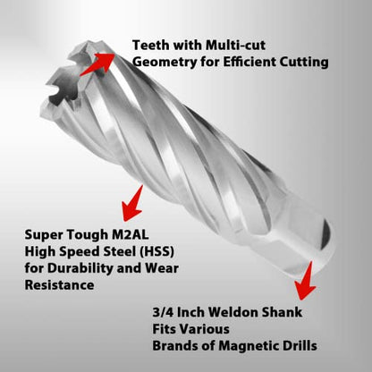 S&F STEAD & FAST Annular Cutter High Speed Steel 1-3/8" x 2" with Pilot Pin - size: 1-3/8"x 2"
