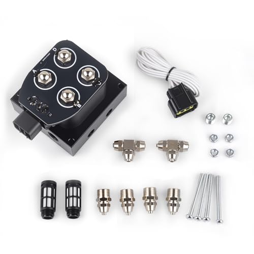 12V Air Ride Suspension 4-Valve Air Ride Suspension Manifold - 1/4 NPT, With quick connectors and plugs （only solenoid valve） - color: 4-Valve
