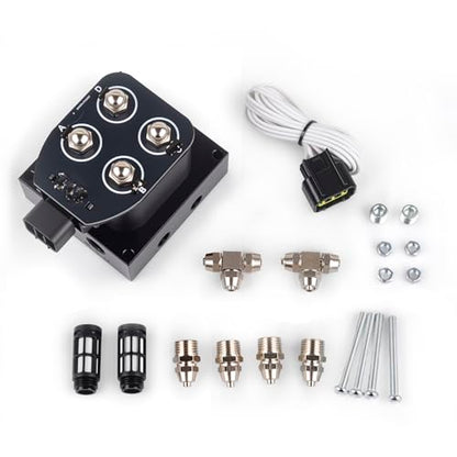 12V Air Ride Suspension 4-Valve Air Ride Suspension Manifold - 1/4 NPT, With quick connectors and plugs （only solenoid valve） - color: 4-Valve