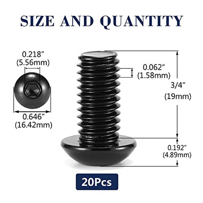 3/8-16 x 3/4" Button Head Socket Cap Bolts Screws, 20Pcs 304 Stainless Steel 18-8, Allen Hex Drive, Black Oxide by SG TZH(with Hex Spanner) - size: 3/8-16 x 3/4"
