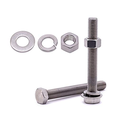(10 Sets) M8-1.25 x 70mm Hex Bolt Kit, 304 Stainless Steel (18-8), Includes Hexagon Head Screws and Nuts, Flat & Lock Washers, Full Coarse Thread, for Machinery, Automotive, DIY - size: M8 x 70mm