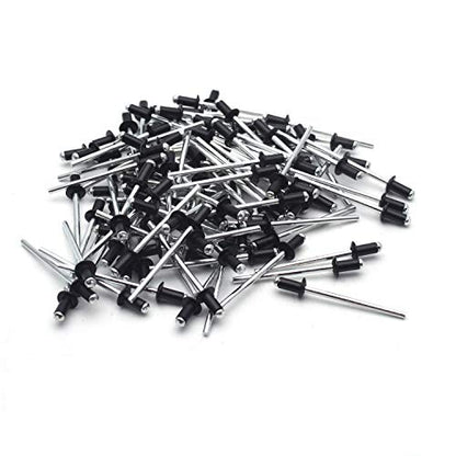 Antrader 100Pcs 1/8" x 1/4" Aluminium Blind Rivets, Black Pull Rivets - color: Black, size: 1/8" x 1/4"