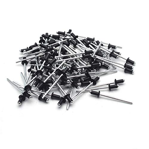 Antrader 100Pcs 1/8" x 1/4" Aluminium Blind Rivets, Black Pull Rivets - color: Black, size: 1/8" x 1/4"