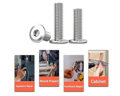 Metuja M6-1.0 x 25mm,20-Pack Silver Flat Head Hex Socket Cap Screw Bolts,304 Stainless Steel,Fully Threaded M6 Bolt,Metric Fasteners for Furniture - size: M6-1.0x25mm