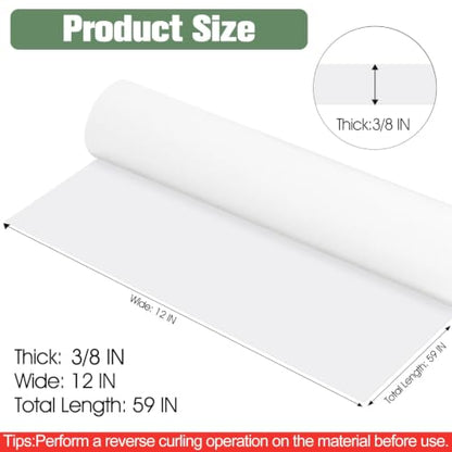 ToLanbbt Self Adhesive EVA Foam Roll, 3/8” Thick, 12” x 59” White Closed Cell EVA Foam Sheets, Weatherproof Soundproof Padding for Automotive, Cabinet, Furniture, Crafts, DIY - color: White, size: 12 in x 59 in x 3/8 in