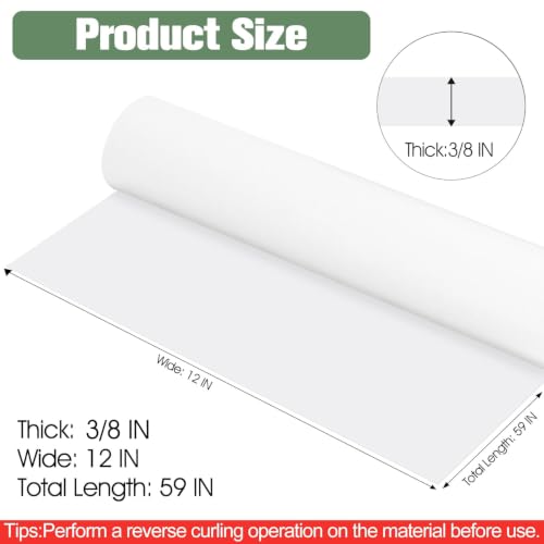 ToLanbbt Self Adhesive EVA Foam Roll, 3/8” Thick, 12” x 59” White Closed Cell EVA Foam Sheets, Weatherproof Soundproof Padding for Automotive, Cabinet, Furniture, Crafts, DIY - color: White, size: 12 in x 59 in x 3/8 in