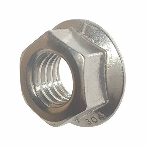 Fastenere Serrated Flange Nuts – 5/16"-18 (50-Pack), Durable Stainless Steel 18-8 Hex Lock Hardware Nuts, Corrosion-Resistant, Coarse Plain Finish for Home, Automotive & Industrial Use - size: 5/16-18 (50 Pack)