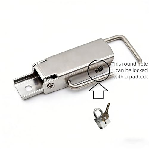 304 Stainless Steel Toggle Latch with Lock Hole, Heavy Duty & Rustproof Metal Catch Clip for Toolbox, Case, Furniture & Storage – Easy Install, Polished Finish, Durable Hardware (2, Silvery)