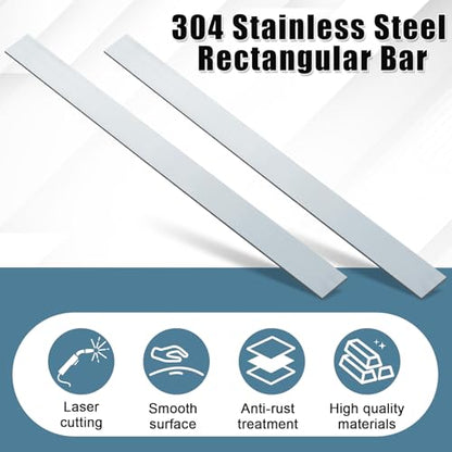 Yaocom 2 Pcs 304 Stainless Steel Flat Bar, 36" L,1" W,1/8" T - size: 36" L,1" W,1/8" T
