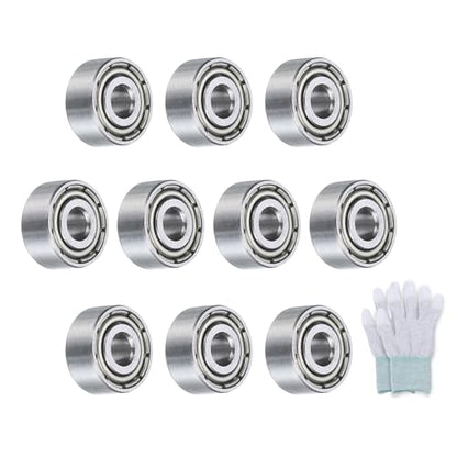 uxcell MR93ZZ Deep-Groove Ball Bearings for Rollers, 3mm x 9mm x 4mm Seal Bearings with Fiber Gloves, Double Metal Sealed Bearing Steel Skateboard Bearings 10Pcs - size: MR93ZZ