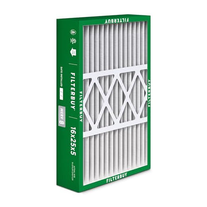Filterbuy 16x25x5 Air Filter MERV 8 Dust & Allergy Defense (2-Pack) - size: 16x25x5 (Actual: 15.75 x 24.75 x 4.38)