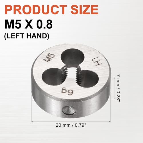 M5 x 0.8 Round Threading Die Left Hand Alloy Steel - size: M5 x 0.8