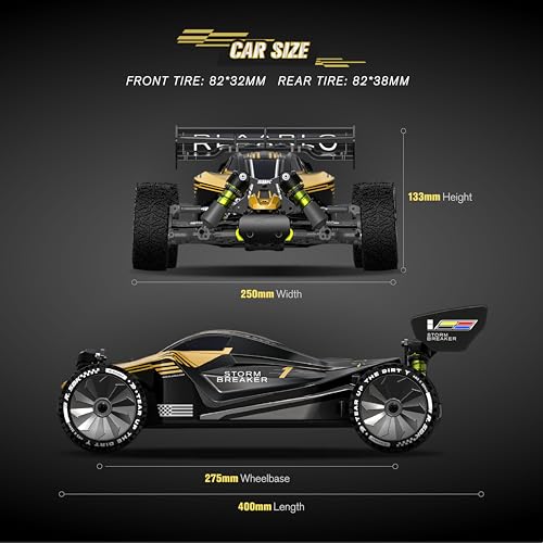 RLAARLO 1/10 Brushless RC Cars, 4×4 Buggy, 50+ MPH, Carbon Fiber, Ages 8+