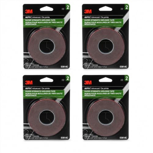 3M Super Strength Molding Tape 3614, 1/2 in x 15 ft, 4 Rolls - size: 1/2 Inch x 15 Ft, 4 Rolls