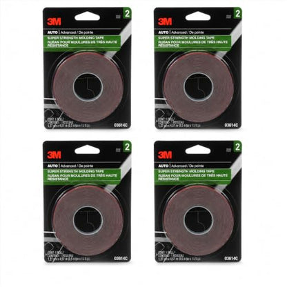 3M Super Strength Molding Tape 3614, 1/2 in x 15 ft, 4 Rolls - size: 1/2 Inch x 15 Ft, 4 Rolls