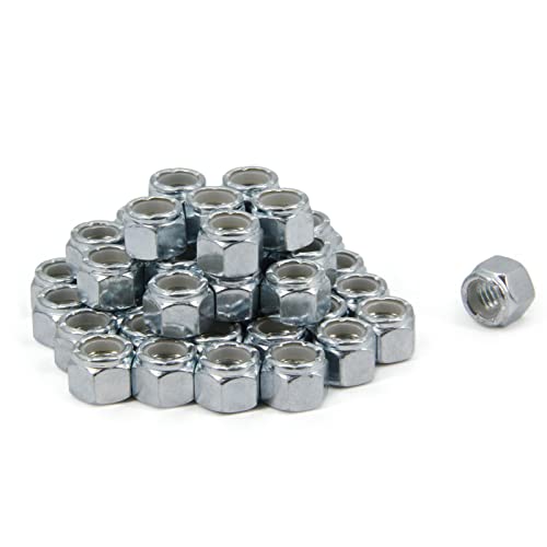 3/8"-16 Nylon Insert Hex Lock Nuts,Carbon Steel White Zinc Plated, Hex Lock Nut Silver Self-Locking Nylock Locknuts,50pcs/Pack (3/8"-16-50pcs) - size: 3/8"-16-50pcs