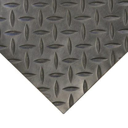 Rubber-Cal Diamond-Plate Rubber Flooring Roll - 3 mm x 4 ft x 10 ft Roll - Black - size: 120"L x 48"W x 0.1"Th