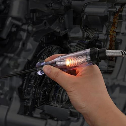 Automotive Test Light,Premium LED Bulb Automotive Circuit Tester, 6-24V Test Light with PU Extended Spring Wire, Sharp Hard Steel Probe Vehicle Circuits Low DC Voltage Light Tester - size: 6-24V