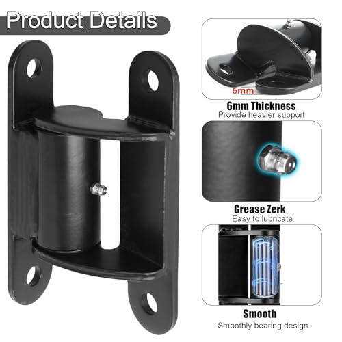 Upgraded 7” Gate Hinges Heavy Duty with Grease Zerk, Face Mount Bearing Gate Hinge Bolt or Weld on Hinges for Large Heavy Driveway Trailer Gates up to 1000 lbs- 1Pair Black 2062P