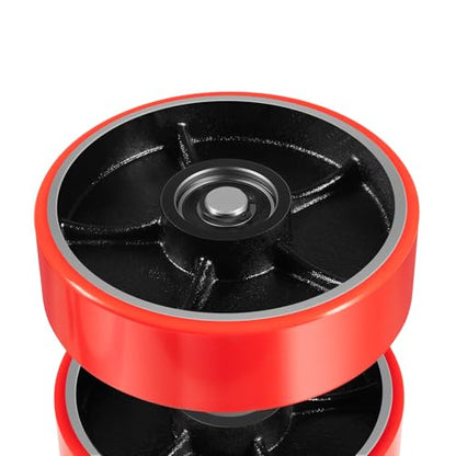 Pallet Jack Wheels Set & Axles 7"x2" Steering 2.75"x3.75" Load Rollers, Red