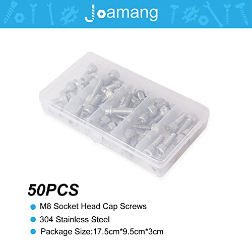 M8 x 12mm 16mm 18mm 20mm 25mm Hex Socket Head Cap Screws Bolts, Stainless Steel 304, Metric Allen Drive, Bright Finish, Fully Threaded, Assortment Kit 50PCS - size: Socket M8x12-25 mm