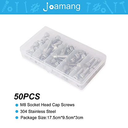 M8 x 12mm 16mm 18mm 20mm 25mm Hex Socket Head Cap Screws Bolts, Stainless Steel 304, Metric Allen Drive, Bright Finish, Fully Threaded, Assortment Kit 50PCS - size: Socket M8x12-25 mm