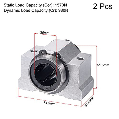 uxcell SCV25UU Linear Ball Bearing Slide Block Units, 25mm Bore Diameter 2pcs - size: 25mm