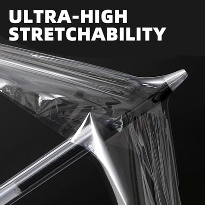 Clear Stretch Wrap Film 5" x 1000ft Roll with Handle, 80 Gauge Thick Cling Plastic Wrap for Moving, Pallet Wrap, Self Adhering Packaging Heavy Duty Shrink Film, 4 Pack