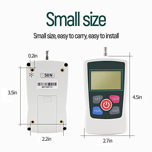 50N Digital Force Gauge Push and Pull Tester Meter with 4 Measurement Units N Kg Lb Oz, Automatic Backlight, Buzzer Alarm Function,1% Accuracy - size: 50N