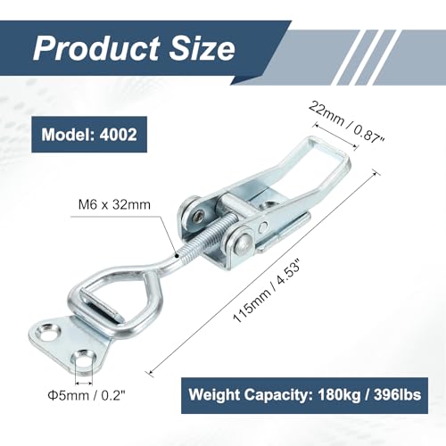 HARFINGTON 2pcs Adjustable Toggle Clamp M6 x 32mm 396lbs Holding Capacity 4002 Style Quick Release Pull Latches Clamps Hasp for Smoker Lid Jig Tool Box Case, Silver - color: Silver, size: M6 x 32mm + 396lbs