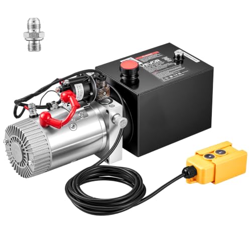 VEVOR 4 Quart Hydraulic Pump DC 12V 1.6KW Single Acting Dump Trailer Pump - size: 4 Quart Single Acting, style: Single Acting