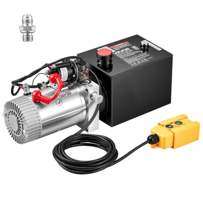 VEVOR 4 Quart Hydraulic Pump DC 12V 1.6KW Single Acting Dump Trailer Pump - size: 4 Quart Single Acting, style: Single Acting