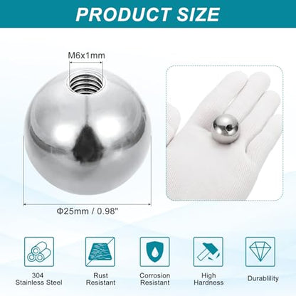 PATIKIL M6 x 25mm Ball Nuts Knob, 304 Stainless Steel Round Solid Silver Light Fixture Decorative Screw Cap Cover Machinery Hardware - size: M6x25mm