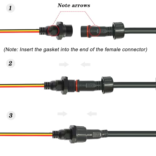 16AWG M16 3Pin Waterproof Connector,3 Wire Male Female Plug - size: 16AWG Waterproof Connector 3Pin