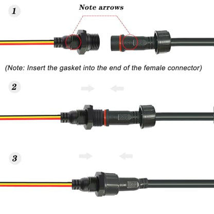 18AWG M16 3Pin Waterproof Connector,3 Wire Male Female Plug - size: 18AWG Waterproof Connector 3Pin
