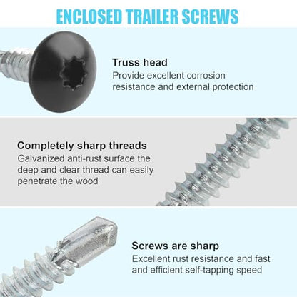 Enclosed Trailer Screws Self Tapping Black 100 Pack #10 x 3/4 Inch - color: Black, size: #10 x 3/4 Inch
