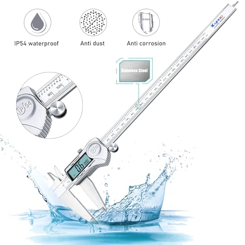 Kynup Digital Caliper Measuring Tool, 12 Inch Stainless Steel Micrometer - color: Silver, size: 300mm