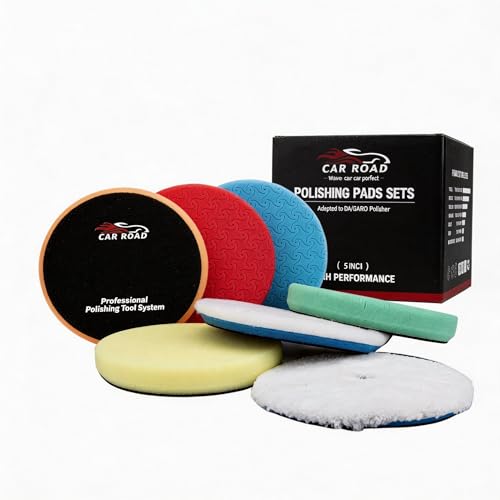 Buffing Polishing Pads 5 Inch, CAR ROAD 7PCs 5.5 Inch Face for 127mm Kit for Car Buffer Polisher Cutting Polishing Pad Kit for Car Buffer Compounding,Polish and Waxing (5 Inch(125mm)) - size: 5 Inch(125mm)
