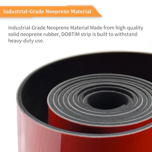 DOBTIM Solid Neoprene Rubber Strips with Adhesive Backing 1/16 (.062)" Thick x 2" Wide x 10' Long, Self Adhesive Rubber Sheets, Rolls & Strips for DIY Gaskets Crafts Pads Seals Warehouse Flooring - size: 2" X 10', style: .062" thick (Adhesive）