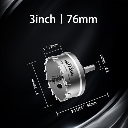 Mollom 3" (76mm) 2Pcs Heavy Duty Carbide Hole Saw with 3 Pilot bit - size: 76mm | 3" - 2PCS