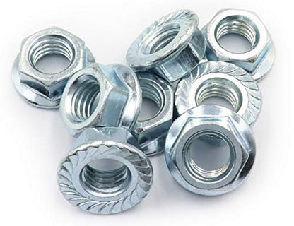 LBY 15pcs Hex Flange Nut, 1/2-13 Thread Serrated Flange Hex Lock Nuts, Carbon Steel, Galvanized, Silver